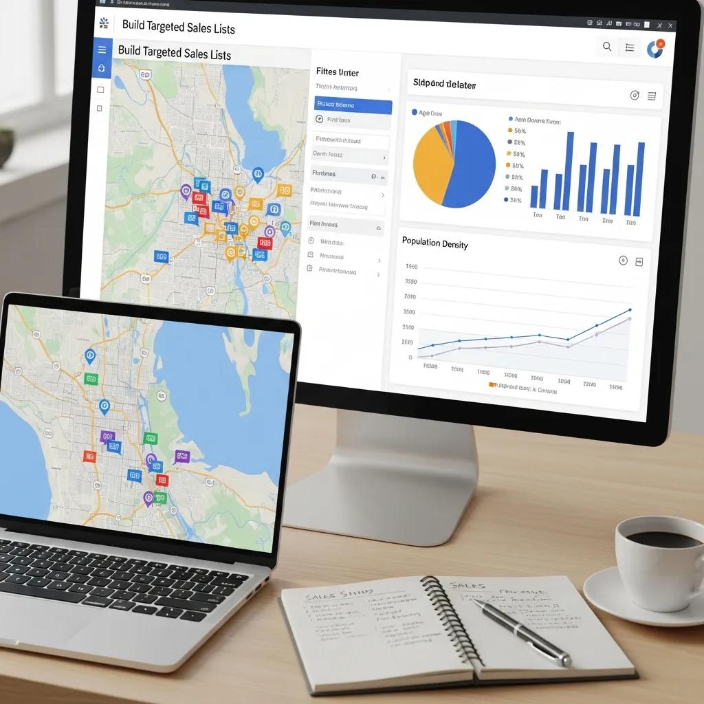 Computer interface for building targeted sales lists with zip code data