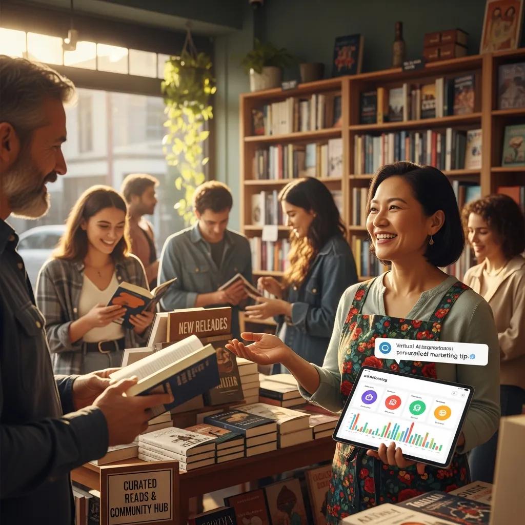Local business owner using AI marketing solutions to enhance customer engagement