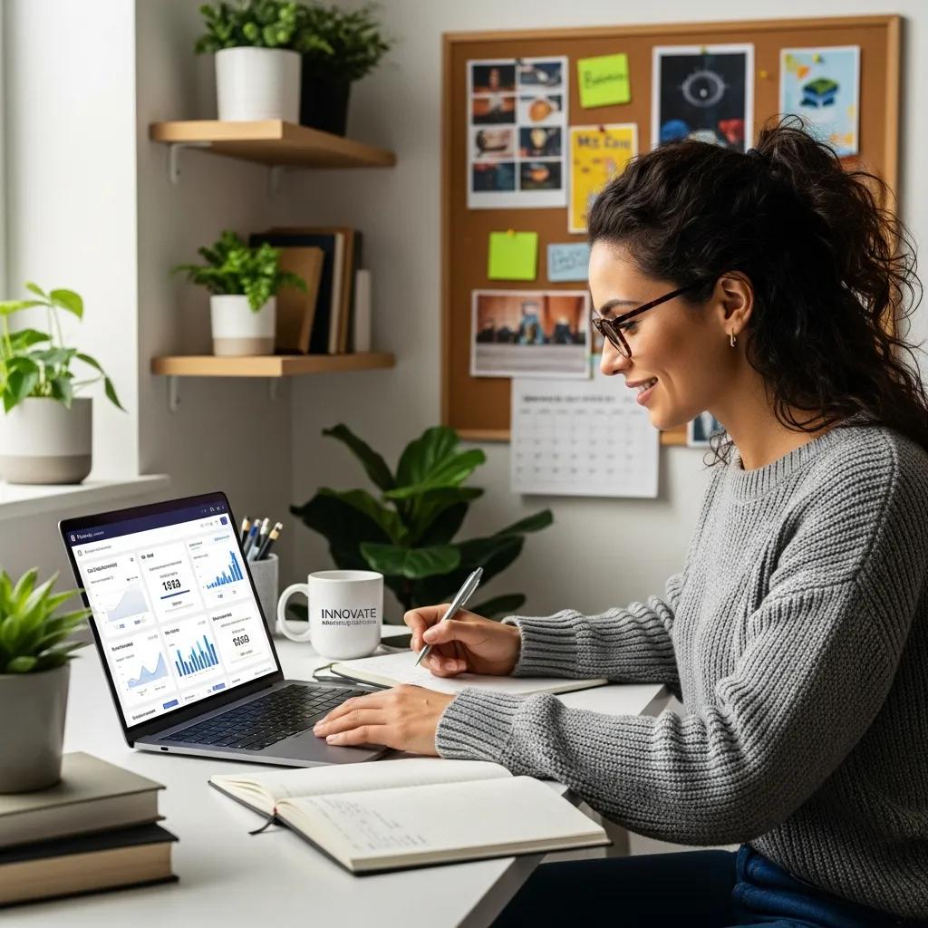 Local business owner utilizing AI marketing tools for cost optimization and ROI enhancement
