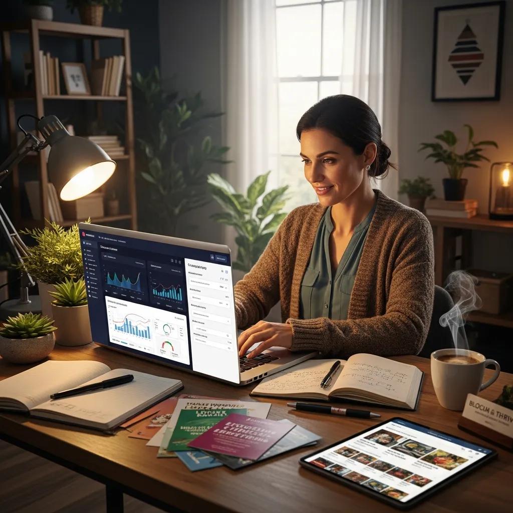 Local business owner utilizing AI marketing tools for enhanced productivity and ROI