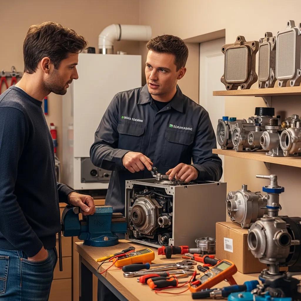 Technician consulting with a client about commercial boiler repair services