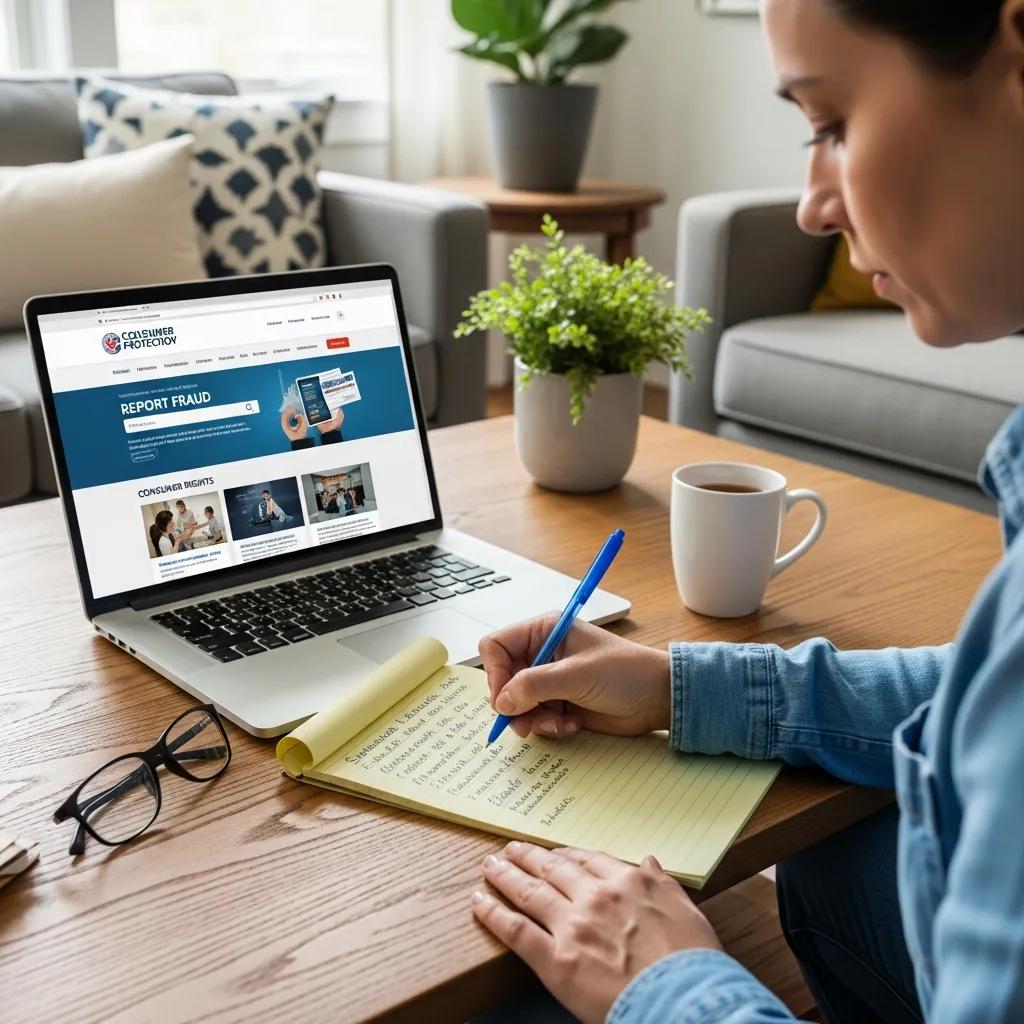 Consumer documenting suspicious business practices to report fraud