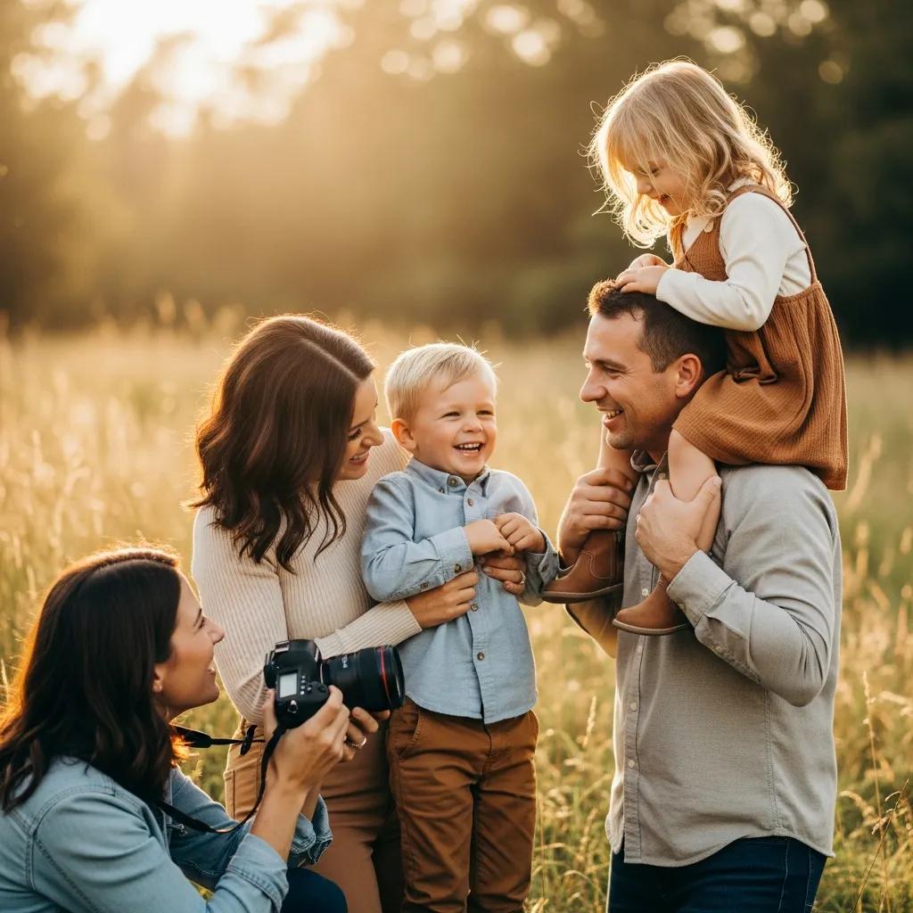 Family portrait session in a natural setting, highlighting local portrait photography services