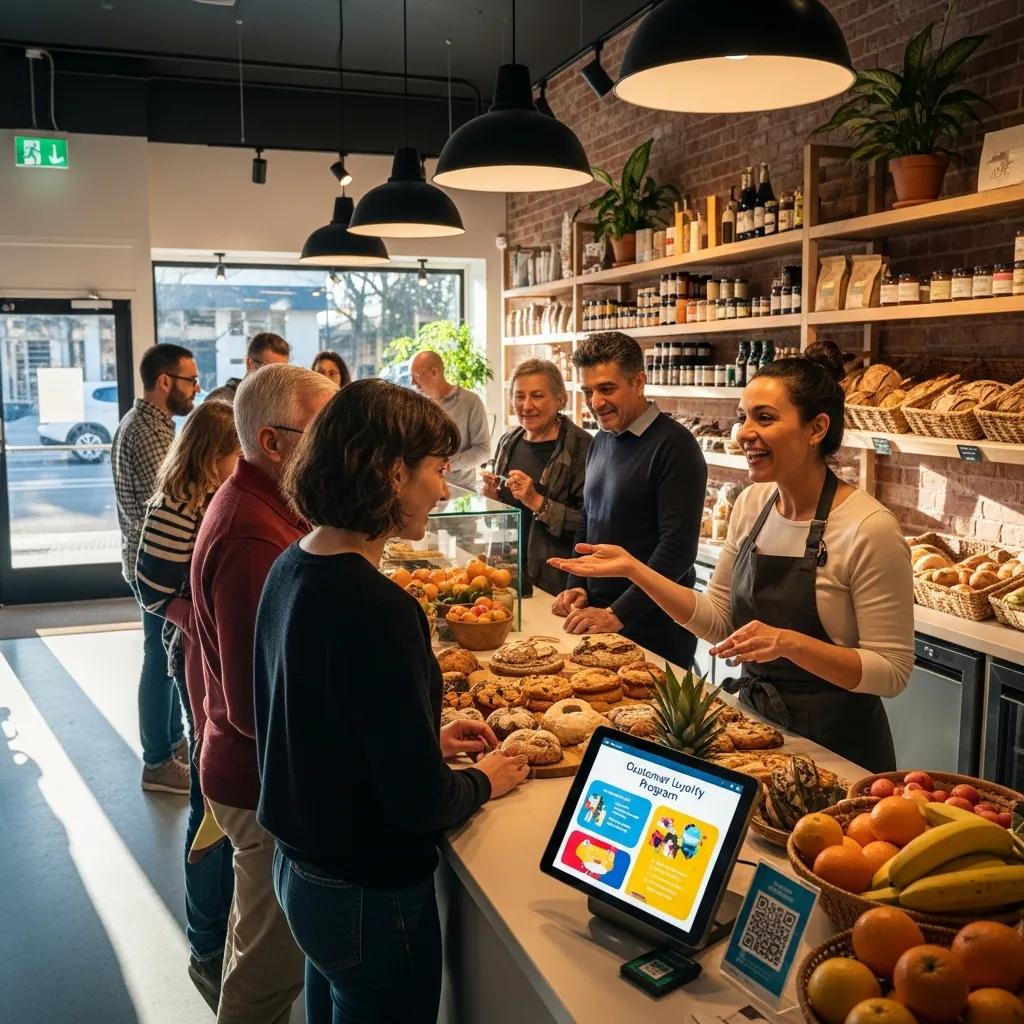 Local business owner engaging with customers, emphasizing community and AI-driven marketing solutions