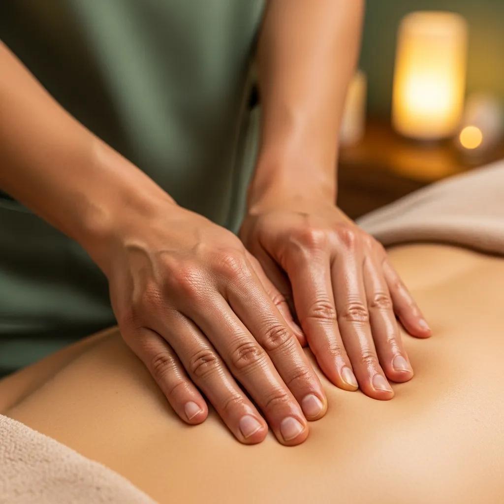 Massage therapist providing a relaxing treatment in a cozy environment