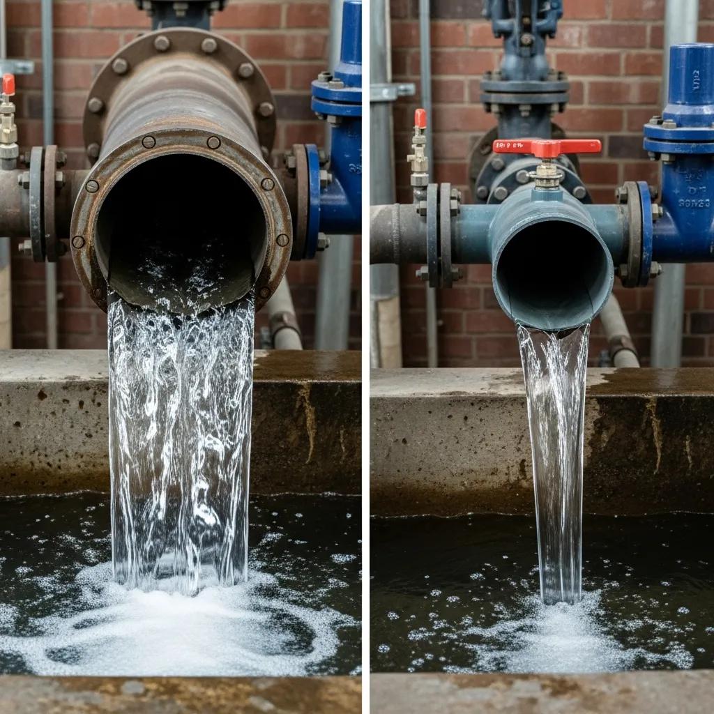 Comparison of pipe diameters affecting water flow in plumbing systems