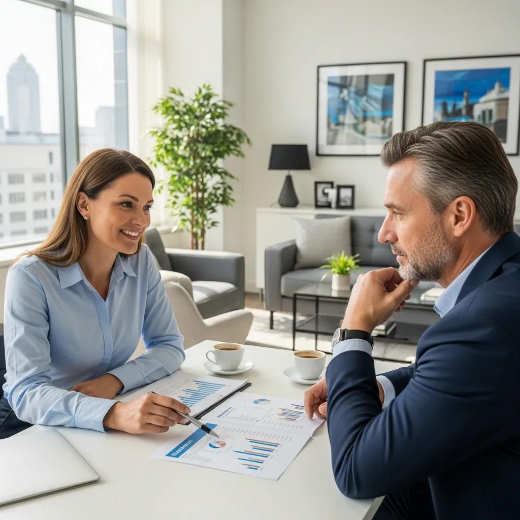 Financial advisor consulting with a small business owner in a bright office
