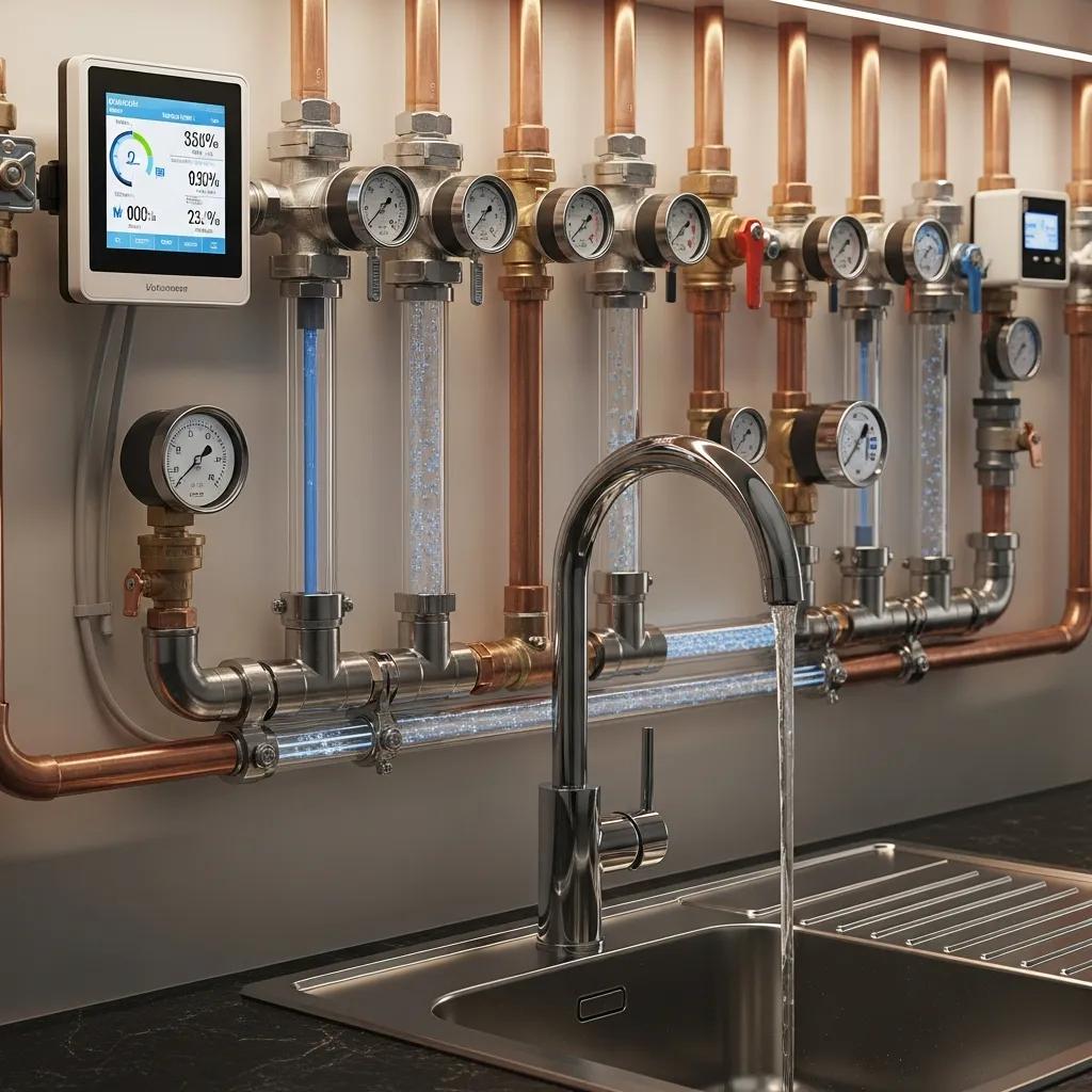 Modern home plumbing system illustrating water flow and pressure optimization