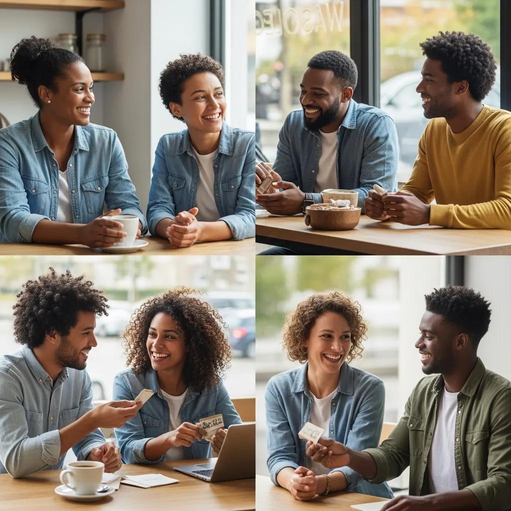 Diverse customers enjoying a local business, representing community and loyalty