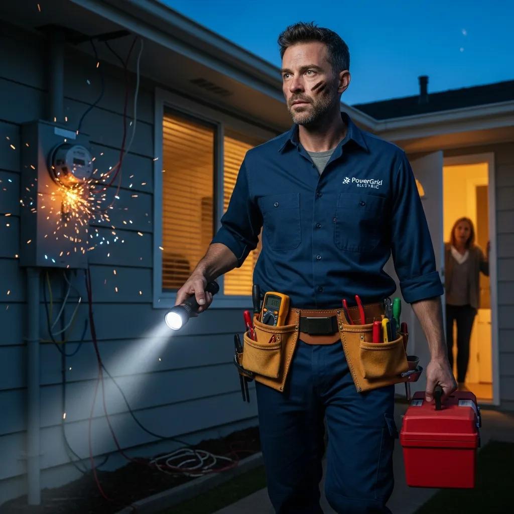 Licensed electrician responding to an emergency call, highlighting the urgency of electrical repair services