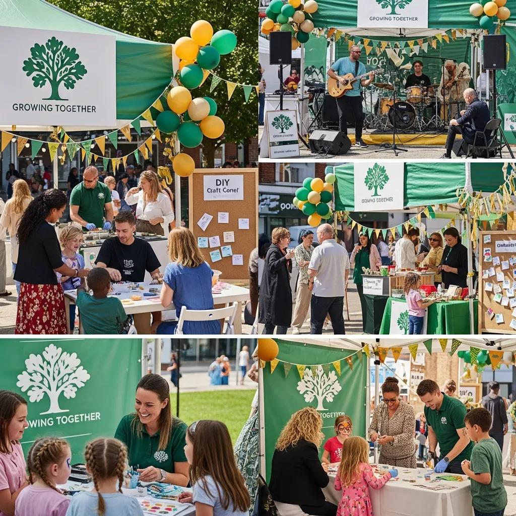 Local business hosting a community event with people engaging in activities