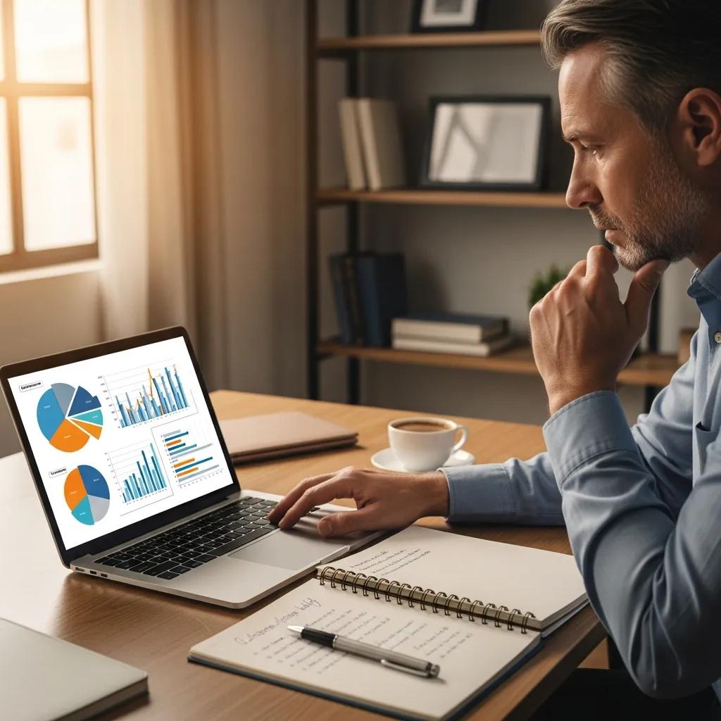 Local business owner analyzing data to measure loyalty program success and ROI