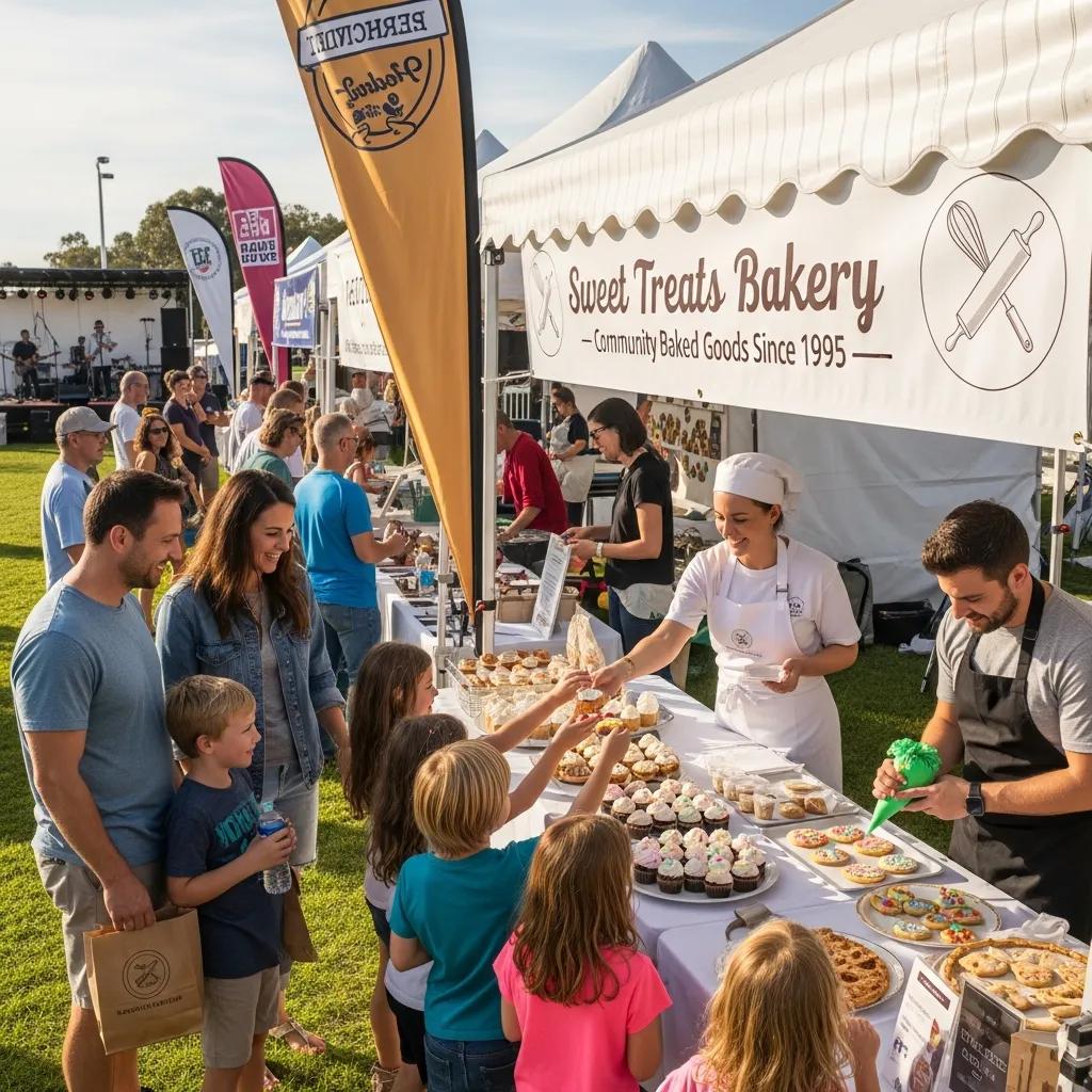 Local business participating in a community event, showcasing interactions and community spirit to enhance local SEO performance