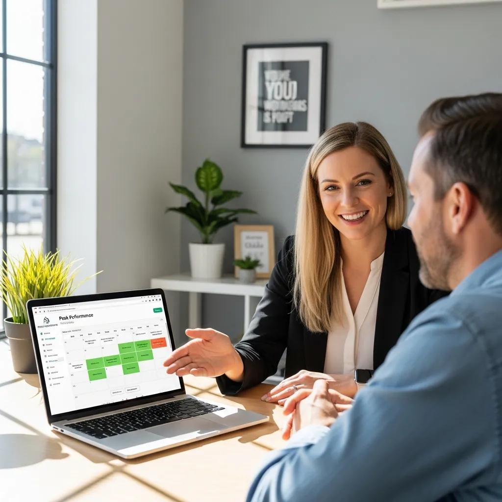 Local service provider using appointment scheduling software in a modern office
