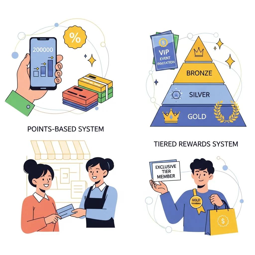Visual representation of different loyalty program types, highlighting customer engagement and rewards
