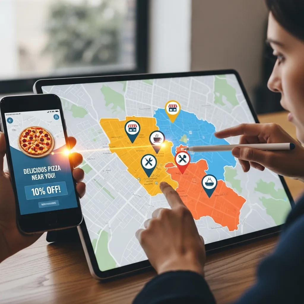 Digital map highlighting geo-targeting strategies for local PPC campaigns