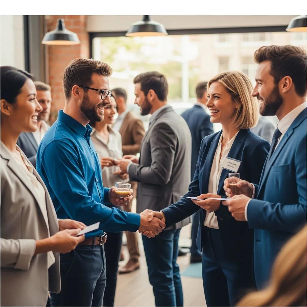 Local business owners networking in a community space, fostering connections for growth