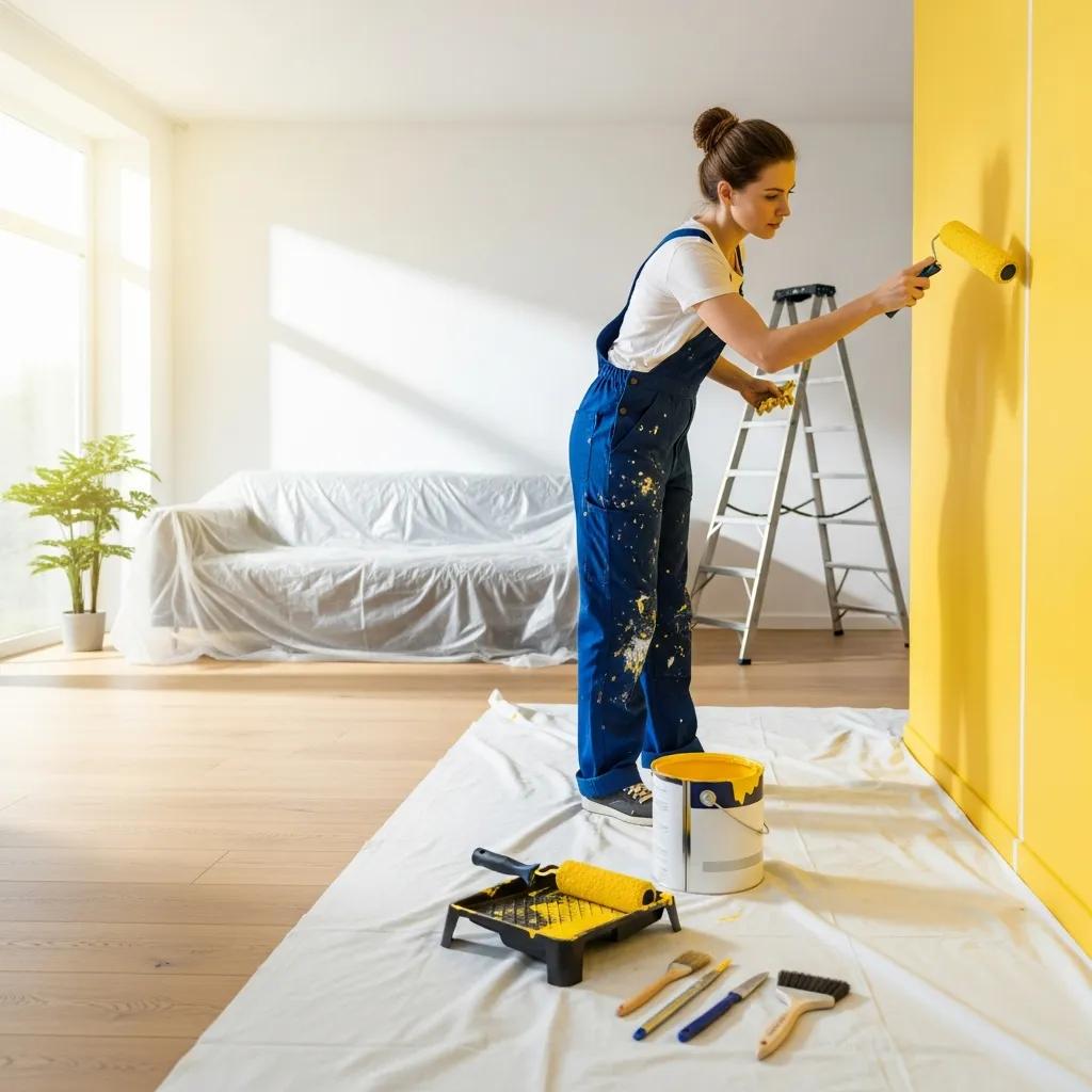 Professional painter working on interior home painting, showcasing quality and expertise
