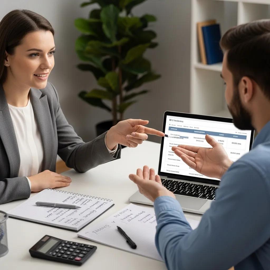 Small business owner discussing website design costs with a local developer