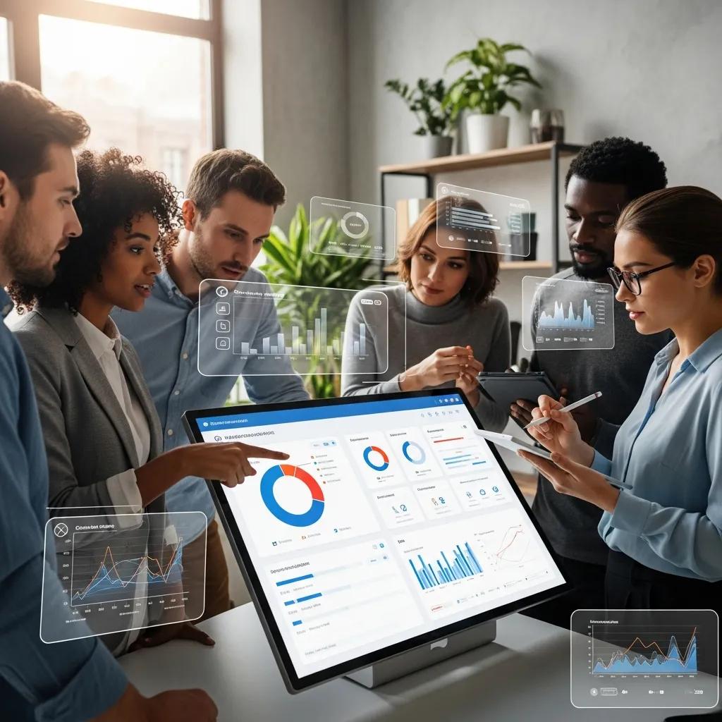 Team collaborating over CRM insights, illustrating the benefits of CRM for small businesses